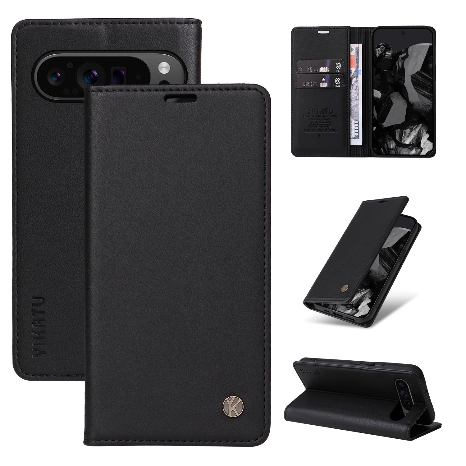 YIKATU YK-001 For Google Pixel 9 Pro Phone Case Magnetic Closure PU Leather Flip Cover YIKATU YK-001 For Google Pixel 9 Pro Phone Case Magnetic Closure PU Leather Flip Cover